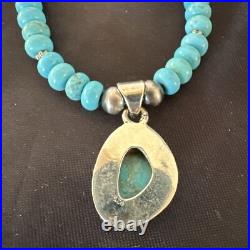 WoMens Blue Kingman Turquoise Pendant Navajo Sterling Silver Necklace 21 18415