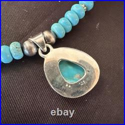 WoMens Blue Kingman Turquoise Pendant Navajo Sterling Silver Necklace 21 18422