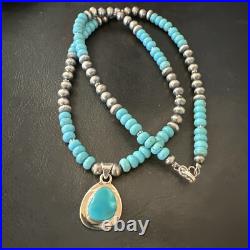 WoMens Blue Kingman Turquoise Pendant Navajo Sterling Silver Necklace 21 18422 WoMens Blue Kingman Turquoise Pendant Navajo Sterling Silver Necklace 21 18422