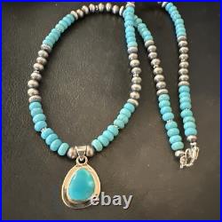 WoMens Blue Kingman Turquoise Pendant Navajo Sterling Silver Necklace 21 18422 WoMens Blue Kingman Turquoise Pendant Navajo Sterling Silver Necklace 21 18422