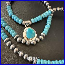 WoMens Blue Kingman Turquoise Pendant Navajo Sterling Silver Necklace 21 18422