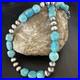 WoMens Blue Turquoise Nugget Navajo Pearls Sterling Silver Necklace 93416