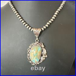 WoMens Navajo Pearls Sterling Silver Royston Turquoise Necklace Pendant 19362