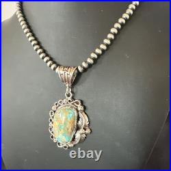 WoMens Navajo Pearls Sterling Silver Royston Turquoise Necklace Pendant 19362