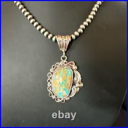 WoMens Navajo Pearls Sterling Silver Royston Turquoise Necklace Pendant 19362