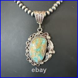 WoMens Navajo Pearls Sterling Silver Royston Turquoise Necklace Pendant 19362