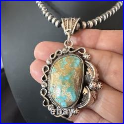 WoMens Navajo Pearls Sterling Silver Royston Turquoise Necklace Pendant 19362
