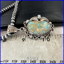 WoMens Navajo Pearls Sterling Silver Royston Turquoise Necklace Pendant 19362