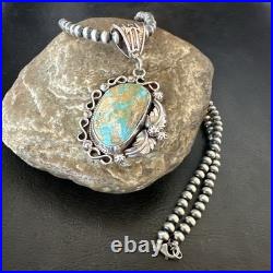 WoMens Navajo Pearls Sterling Silver Royston Turquoise Necklace Pendant 19362