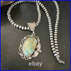 WoMens Navajo Pearls Sterling Silver Royston Turquoise Necklace Pendant 19362