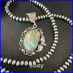 WoMens Navajo Pearls Sterling Silver Royston Turquoise Necklace Pendant 19362