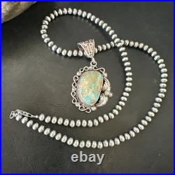WoMens Navajo Pearls Sterling Silver Royston Turquoise Necklace Pendant 19362