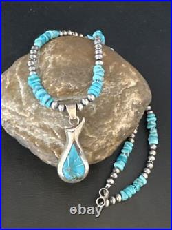 Women Kingman Turquoise Pendant Navajo Pearls Sterling Silver Necklace 14831 Women Kingman Turquoise Pendant Navajo Pearls Sterling Silver Necklace 14831