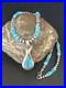 Women Kingman Turquoise Pendant Navajo Pearls Sterling Silver Necklace 14831