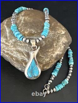 Women Kingman Turquoise Pendant Navajo Pearls Sterling Silver Necklace 14831 Women Kingman Turquoise Pendant Navajo Pearls Sterling Silver Necklace 14831