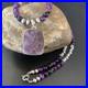 Women Onyx Purple Stone Pendant Navajo Pearls Sterling Silver Necklace 22 13395