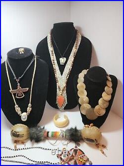 Women's Navajo Native American Jewelry Lot Necklaces Bracelets Earrings VTG