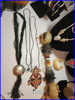 Women's Navajo Native American Jewelry Lot Necklaces Bracelets Earrings VTG