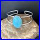 Womens Blue Kingman Turquoise Navajo Sterling Silver Wire Cuff Bracelet 14068