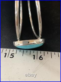Womens Blue Kingman Turquoise Navajo Sterling Silver Wire Cuff Bracelet 14068