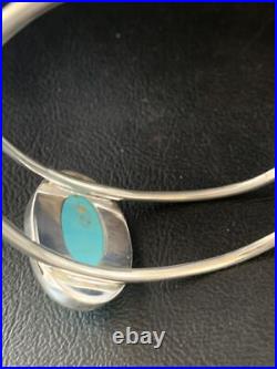 Womens Blue Kingman Turquoise Navajo Sterling Silver Wire Cuff Bracelet 14068