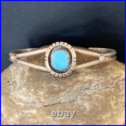 Womens Blue Kingman Turquoise Sterling Silver Cuff Wire Bracelet 6.25 12878