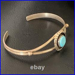 Womens Blue Kingman Turquoise Sterling Silver Cuff Wire Bracelet 6.25 12878