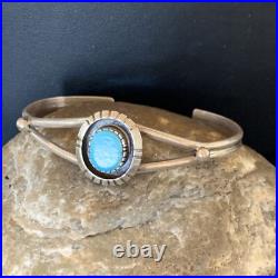 Womens Blue Kingman Turquoise Sterling Silver Cuff Wire Bracelet 6.25 12878