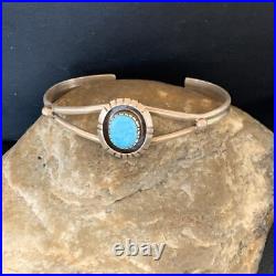 Womens Blue Kingman Turquoise Sterling Silver Cuff Wire Bracelet 6.25 12878