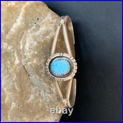 Womens Blue Kingman Turquoise Sterling Silver Cuff Wire Bracelet 6.25 12878