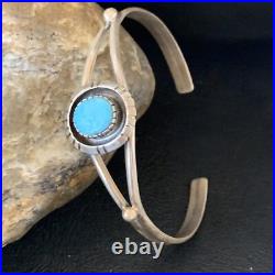 Womens Blue Kingman Turquoise Sterling Silver Cuff Wire Bracelet 6.25 12878