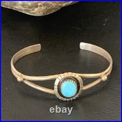 Womens Blue Kingman Turquoise Sterling Silver Cuff Wire Bracelet 6.25 12878