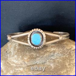 Womens Blue Kingman Turquoise Sterling Silver Cuff Wire Bracelet 6.25 12878