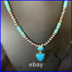 Womens Blue Turquoise Pendant Navajo Pearls Sterling Silver Necklace 12549 Womens Blue Turquoise Pendant Navajo Pearls Sterling Silver Necklace 12549