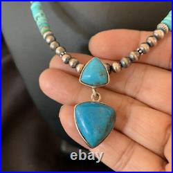 Womens Blue Turquoise Pendant Navajo Pearls Sterling Silver Necklace 12549 Womens Blue Turquoise Pendant Navajo Pearls Sterling Silver Necklace 12549