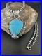 Womens Blue Turquoise Pendant Navajo Pearls Sterling Silver Necklace 15638
