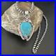Womens Blue Turquoise Pendant Navajo Pearls Sterling Silver Necklace 15646
