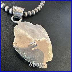 Womens Blue Turquoise Pendant Navajo Pearls Sterling Silver Necklace 15646