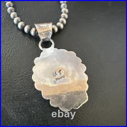 Womens Blue Turquoise Pendant Navajo Pearls Sterling Silver Necklace 15651