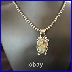 Womens Blue Turquoise Pendant Navajo Pearls Sterling Silver Necklace 15657 Womens Blue Turquoise Pendant Navajo Pearls Sterling Silver Necklace 15657