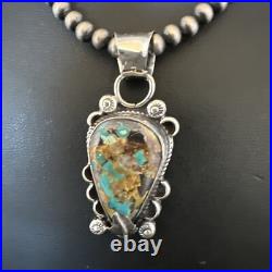 Womens Blue Turquoise Pendant Navajo Pearls Sterling Silver Necklace 15657 Womens Blue Turquoise Pendant Navajo Pearls Sterling Silver Necklace 15657