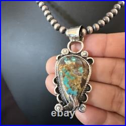 Womens Blue Turquoise Pendant Navajo Pearls Sterling Silver Necklace 15657