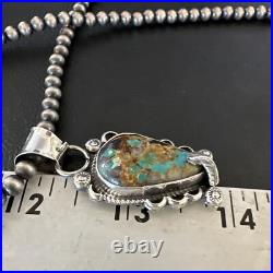 Womens Blue Turquoise Pendant Navajo Pearls Sterling Silver Necklace 15657