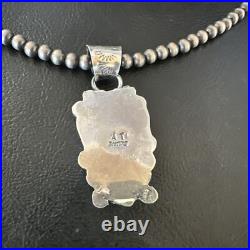 Womens Blue Turquoise Pendant Navajo Pearls Sterling Silver Necklace 15657