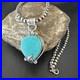Womens Blue Turquoise Pendant Navajo Pearls Sterling Silver Necklace 15658