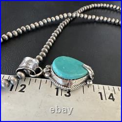 Womens Blue Turquoise Pendant Navajo Pearls Sterling Silver Necklace 15658