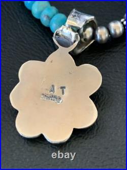 Womens Blue Turquoise Pendant Navajo Pearls Sterling Silver Necklace 20 13217