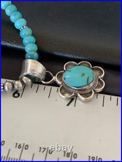 Womens Blue Turquoise Pendant Navajo Pearls Sterling Silver Necklace 20 13217