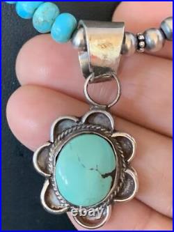 Womens Blue Turquoise Pendant Navajo Pearls Sterling Silver Necklace 20 13219