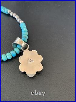 Womens Blue Turquoise Pendant Navajo Pearls Sterling Silver Necklace 20 13219